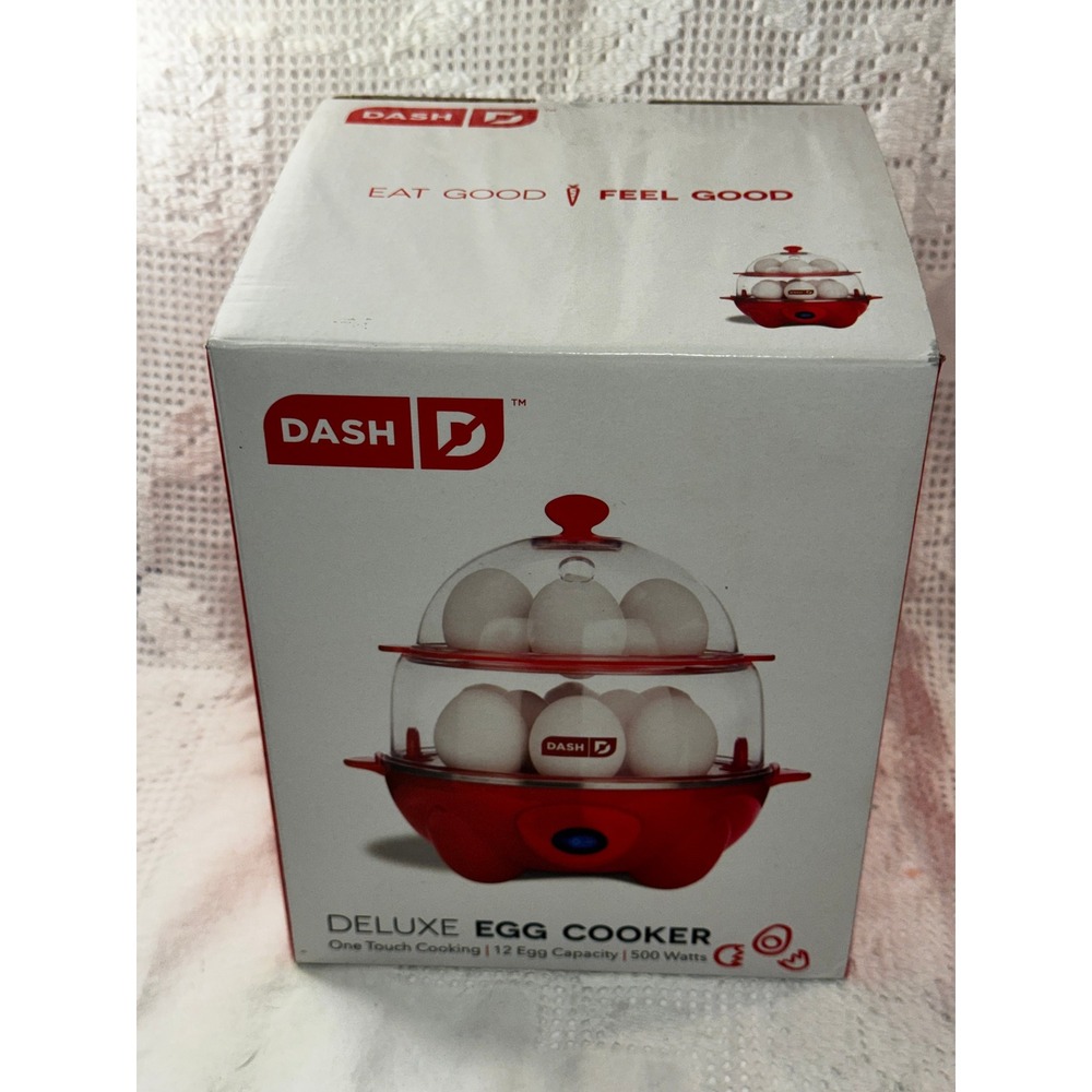 Dash Deluxe Egg Cooker Red 12 Egg Capacity 500W One Touch Electric Boiler DEC012